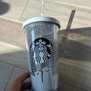 Starbucks white & black polar bear tumbler